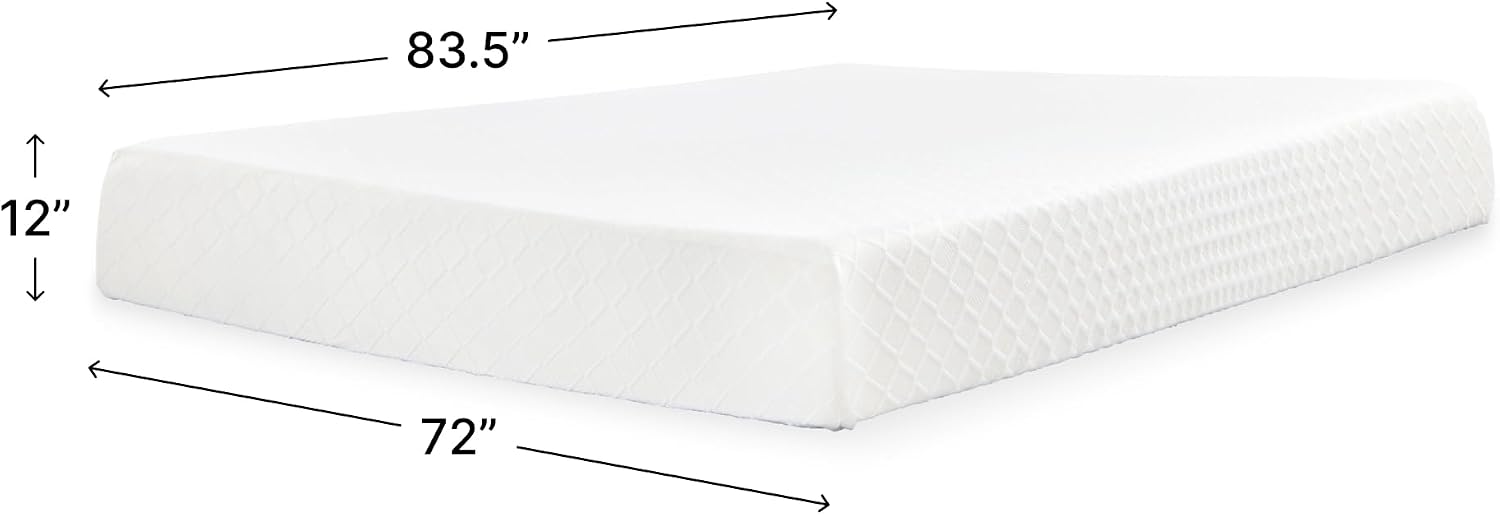 Signature Design by Ashley Chime Memory Foam 12' California King Mattress with Thick Memory and Support Foam for Pressure Relief, Fiberglass Free, Mattress In A Box
