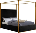 Meridian Furniture JonesBlack-K Jones Collection Modern | Contemporary Upholstered King Bed, Black Velvet, Channel Tufting, Brushed Brass Frame, 82.5' W x 86.5' D x 79' H, Black, King