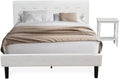 HomeStock Earthy Elegance 2 Piece Bedroom Set - Button Tufted Bed Frame - Velvet Fabric Upholstered Headboard and A Nightstand Queen/Urban Gray/White