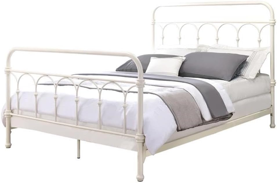 Acme Citron Metal Full Bed with Spindle Headboard and Footboard in White
