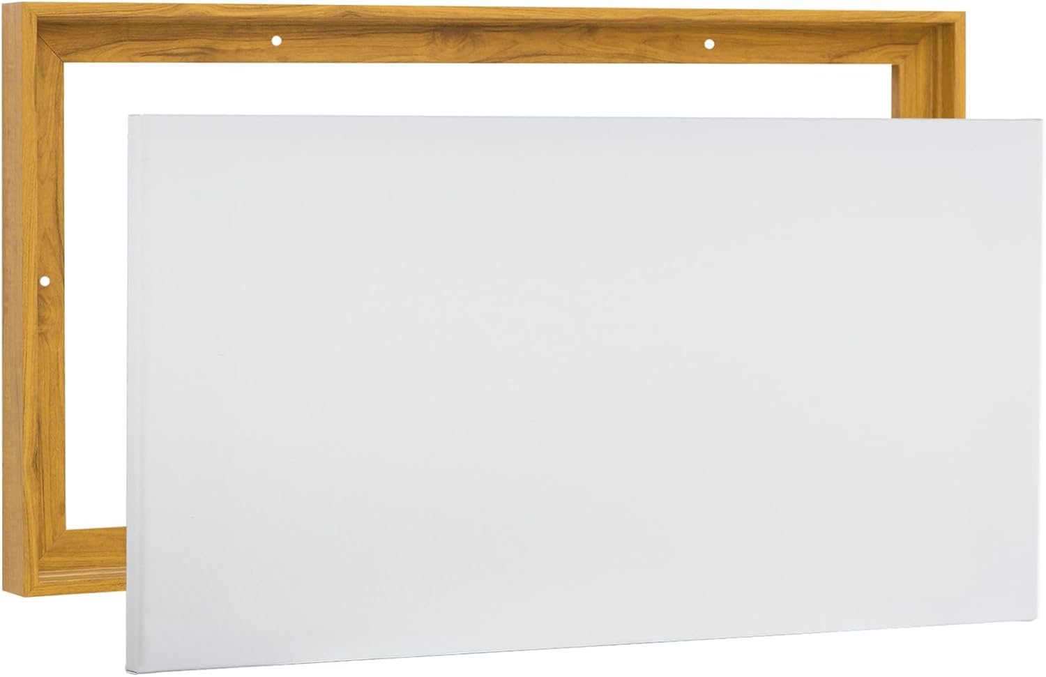 Combo Pack: Floater Frame + inch Stretched Canvas for Painting, 1-3/8' Frame + 3/4' Blank Canvas 12oz Primed 100% Cotton Canvas Fabric (Natural Oak, 20 x 40 inch)