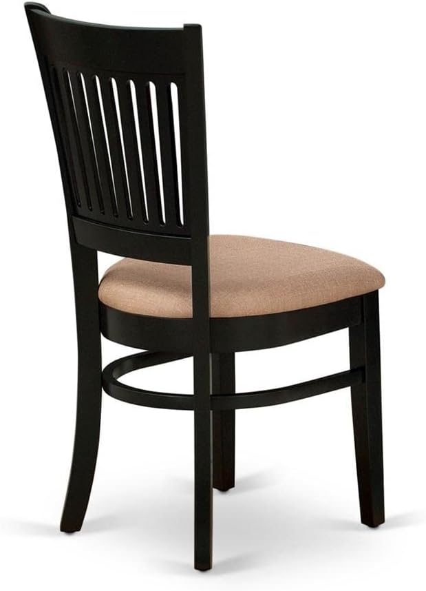 East West Furniture VAC-BLK-C Vancouver Dining Chairs - Linen Fabric Upholstered Wood Chairs, Set of 2, Black