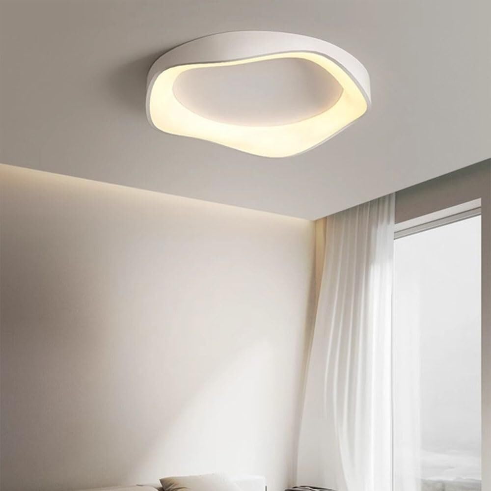 Three-Color Dimming Ceiling Light Side Emitting Design Lighting Ceiling Lamp Creative Modern Minimalist Flat Ceiling Light Fixture for Living Room Bedroom Dining Room Study Room(White,52cm)