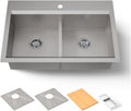 KOHLER 80085-1PC-NA Task™ 33' Smart Divide Top-/Undermount Double-Bowl Workstation Kitchen Sink, Includes Workstation Sink Accessories, Stainless Steel, 1 Faucet Hole