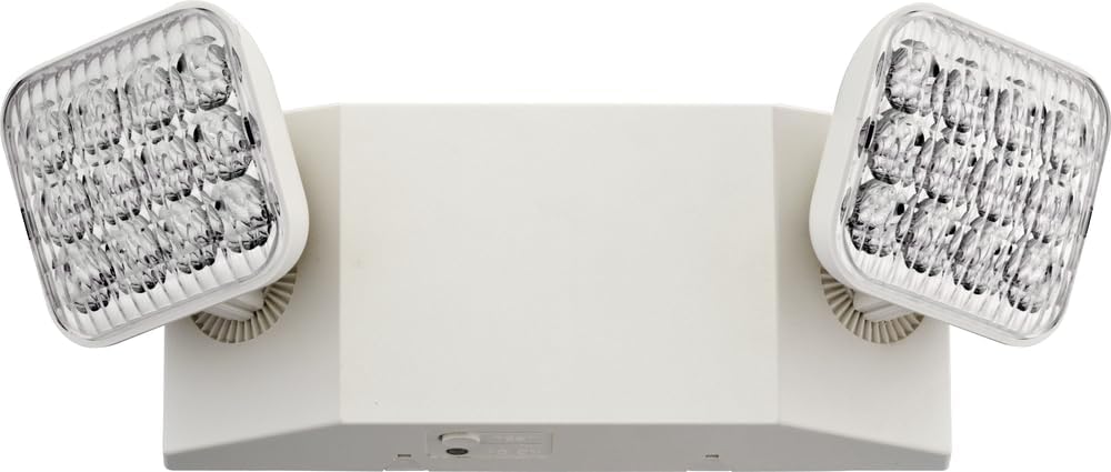 Lithonia Lighting Basics LED Emergency Light, Dual Adjustable Heads, Wall Mount, Damp Rated, 90-Min Backup, 120/277V, White, 4-Pack (EU2C CP4), Deal for stairways, hallways, and Egress Paths