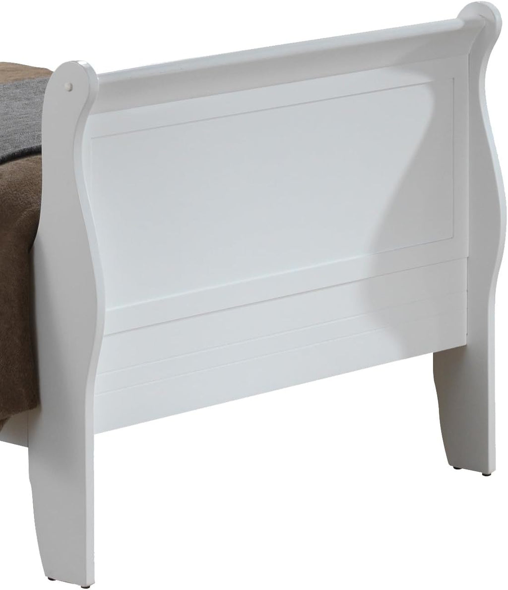 GDFStudio Twin Size Wood Platform Bed Frame, Classic Sleigh Design with Curved Trim & Wood Posts,Easy Assembly, Box Spring Required,Timeless Elegant Bedroom Furniture,White