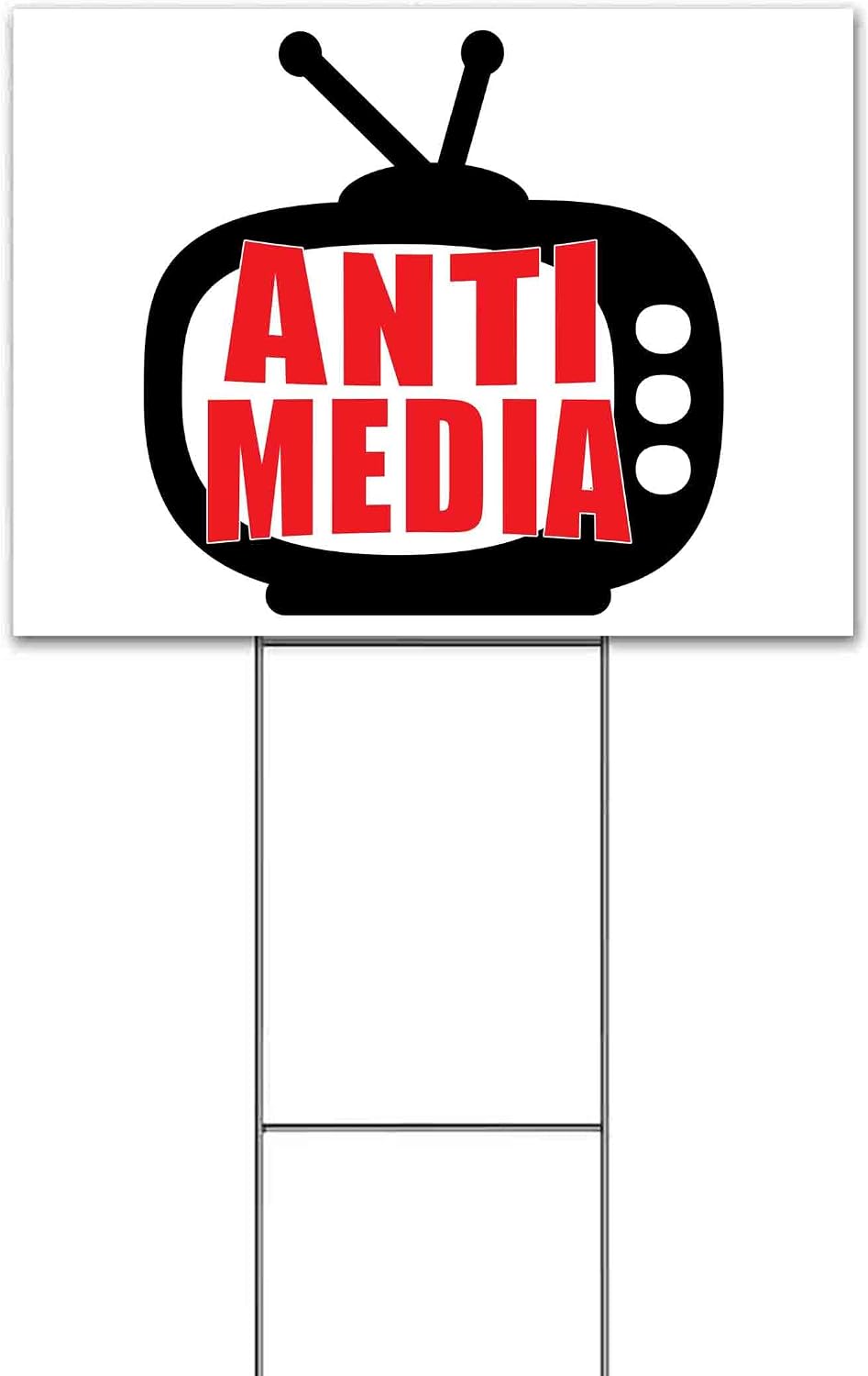 Anti Media (18' x 24') Yard Sign, Quantity Discounts, Multi-Packs, Includes Metal Step Stake, Bandit, Lawn Sign, Advertising, USA | Political, Politics, Television, Technology, Anti-Media