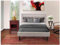 HomeStock Southwestern Sanctuary 2 Piece Platform Bedroom Set with 1 Wood Bed Frame and a Mid Century Modern Nightstand Reliable and Mist Beige Linen Fabric Full/Burgundy