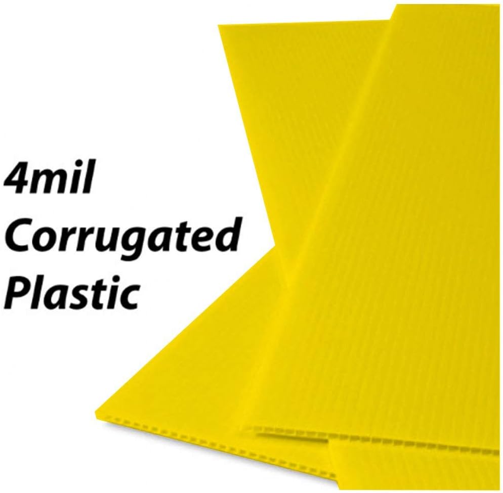 VictoryStore Custom We Buy Houses Yard Sign, 17x22 Inches Yellow Corrugated Plastic House Shaped Set of 50 Signs with Stakes