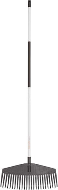 Fiskars Light Leaf Rake, 25 prongs, Width: 52 cm, Plastic prongs/Aluminium Handle, White/Brown, 1019606