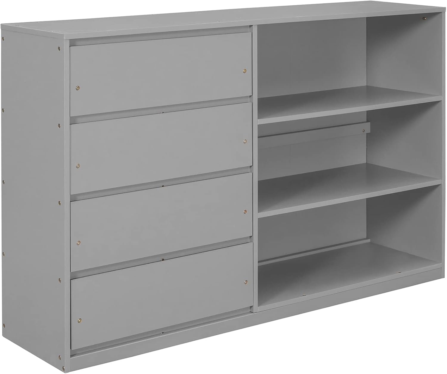 Full-Over-Full Size Bunk Bed, Bedroom Furniture Pine Wood Bed Frame with Storage Drawers and Open Shelves, Drawers and Shelves Set Can Be Moved, for Kids & Teens (Gray)
