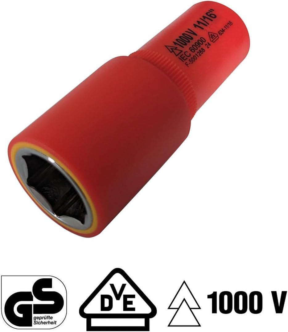 Rhino Tools 1000V Insulated SAE Socket Set | 20 Piece 3/8' Drive | 5 Hex Bits
