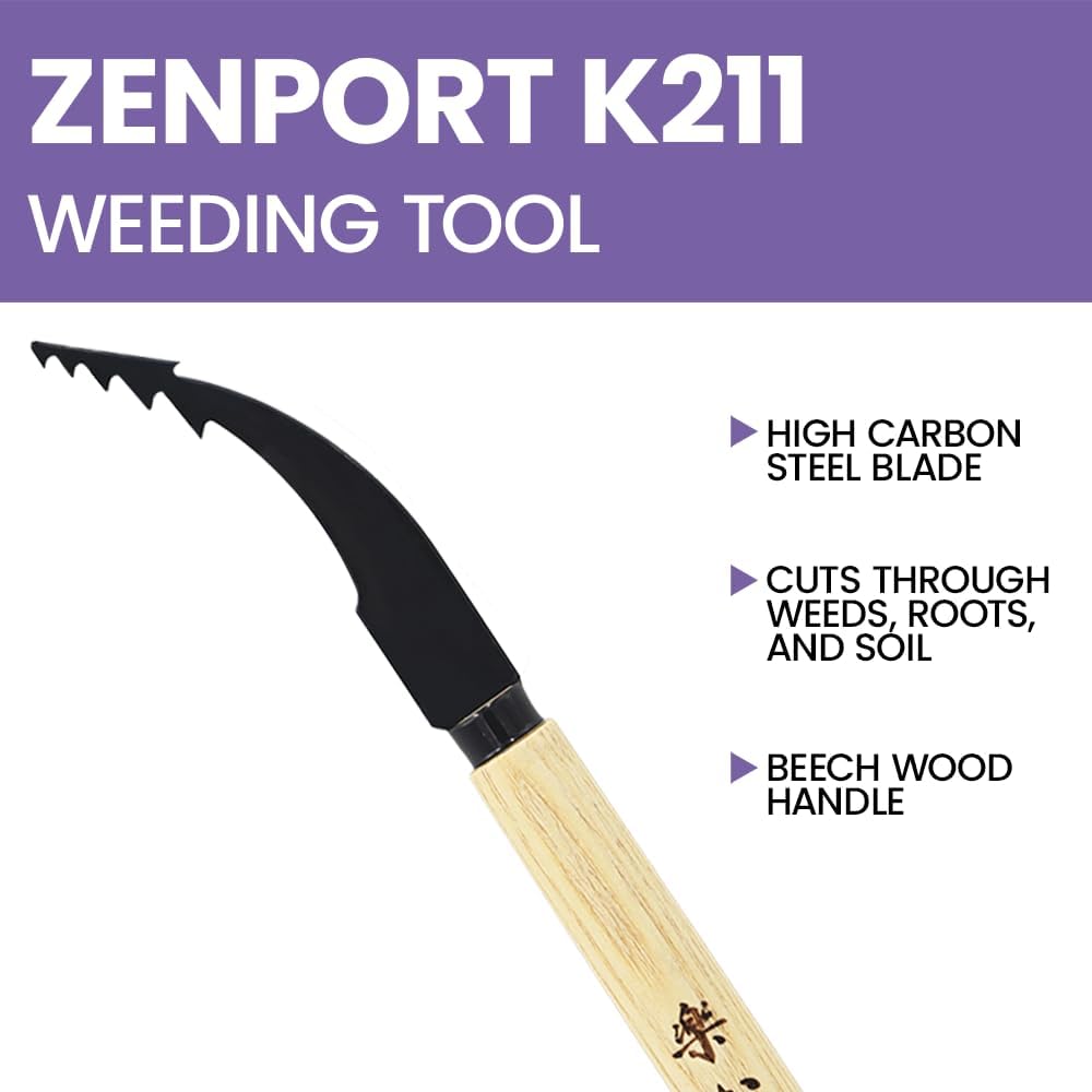 Zenport K211 High Japanese-Style Crevice Weeding Tool, 5.5 Inch High Carbon Steel Blade, Beige - 12 Pack