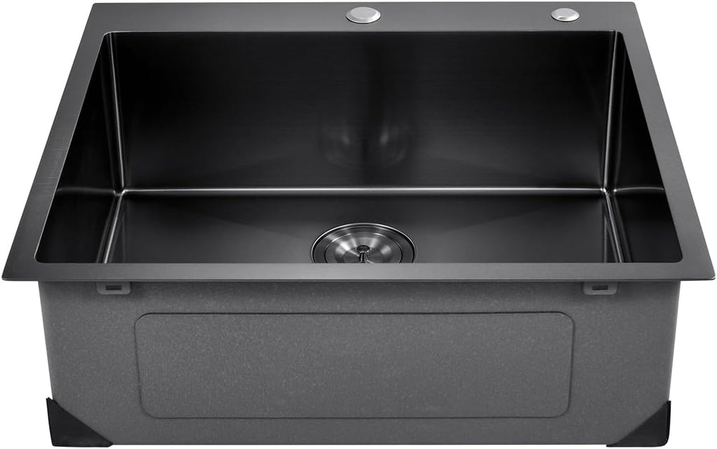 VEVOR 25' Recessed Kitchen Sink 9' Deep Top Mount Single Bowl Kitchen Sink 304 Stainless Steel Sink with Filter Basket Perfect for Home, RV, Laundry Room, Bar