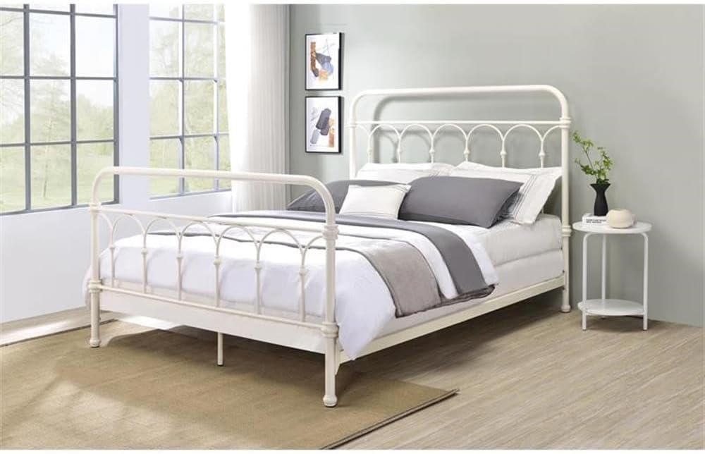 Acme Citron Metal Full Bed with Spindle Headboard and Footboard in White