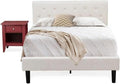 HomeStock Rustic Recluse 2 Piece Bedroom Set - Size Button Tufted Bed - Velvet Upholstered Headboard and A Nightstand Full/Burgundy/White