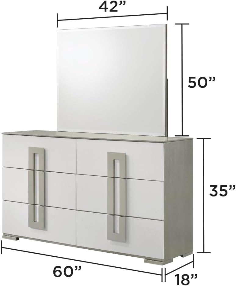 5 Pc Full Bedroom Set with LED Headboard Made with Wood in White