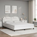 Viana Queen Bed Frame with Headboard, White Faux Leather Upholstered Platform Bed, 59.8'x79.9' Mattress Support, Durable Bedroom Furniture