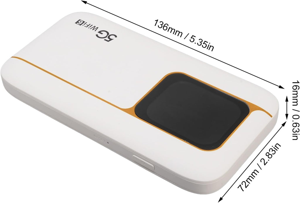 Fast 5G Mobile Hotspot WiFi 6 Router 7100mAh Portable Router IP67 Design Material ABS White 5.35x2.83x0.63in