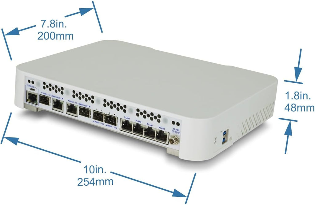 Netgate 6100 MAX pfSense+ Security Gateway | Router, Firewall, VPN | Lifetime TAC Lite Support | 2x10 GbE SFP+ Ports | 2x1 Gbps Combo Port | 4X 2.5 Gbps Ports (128 GB NVMe M.2 SSD)