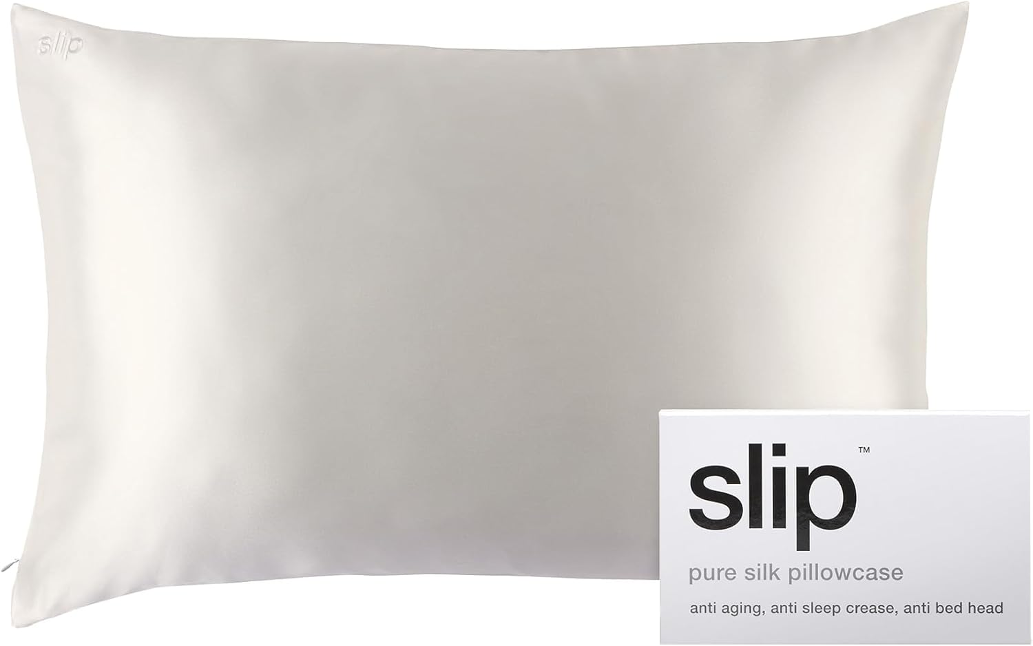 slip The Original Queen Pure Silk Pillow Case - 100% Pure 22 Momme Mulberry Silk - Queen Size Standard Pillow Case - Anti-Aging, Anti-BedHead, Anti-Sleep Crease, White (20' x 30')
