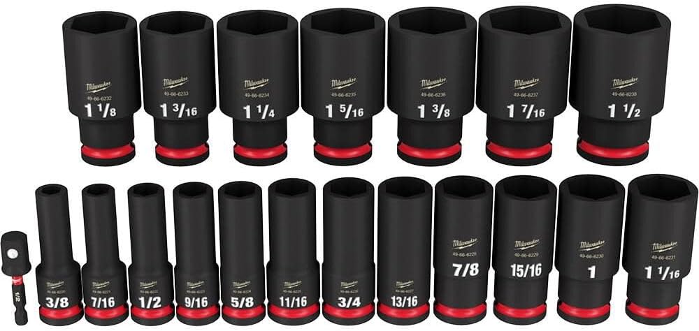 Milwaukee ShockWave 1/2 in. drive SAE 6 Point Deep Impact Rated Socket Set 19 pc