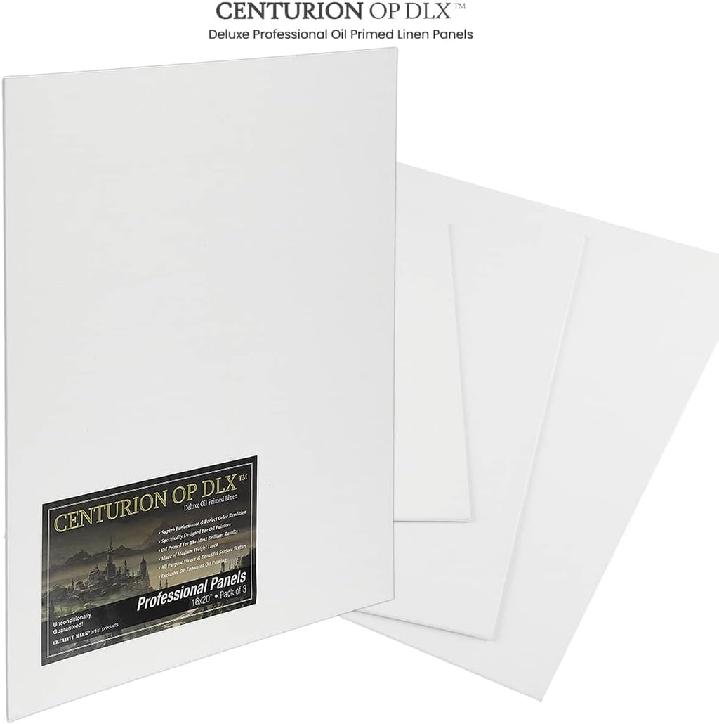 Centurion Deluxe Oil Primed Linen Panel 8'x10' - 36 Panels - Art Supplies for Oil & Alkyd Paintings, Professional Canvas Replacement, Acid-Free Medium Texture, Rigid MDF Painting Boards