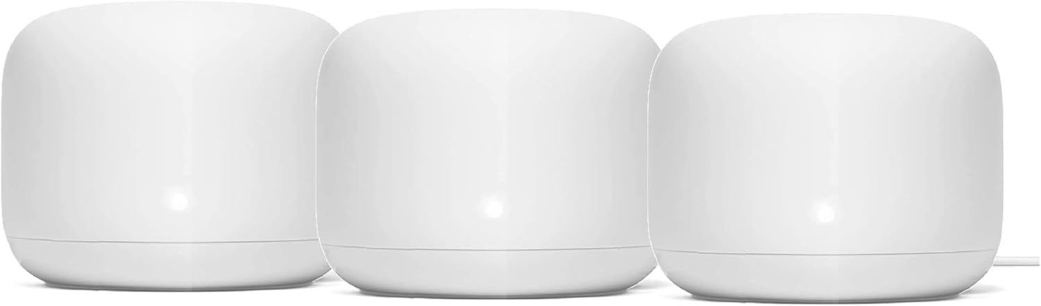 Generic Nest WiFi Router Reliable Home Wi-Fi System with Fast Speed and Whole Home Coverage - Google WiFi Mesh Router Snow (3 Routers), 1XGA00595-A