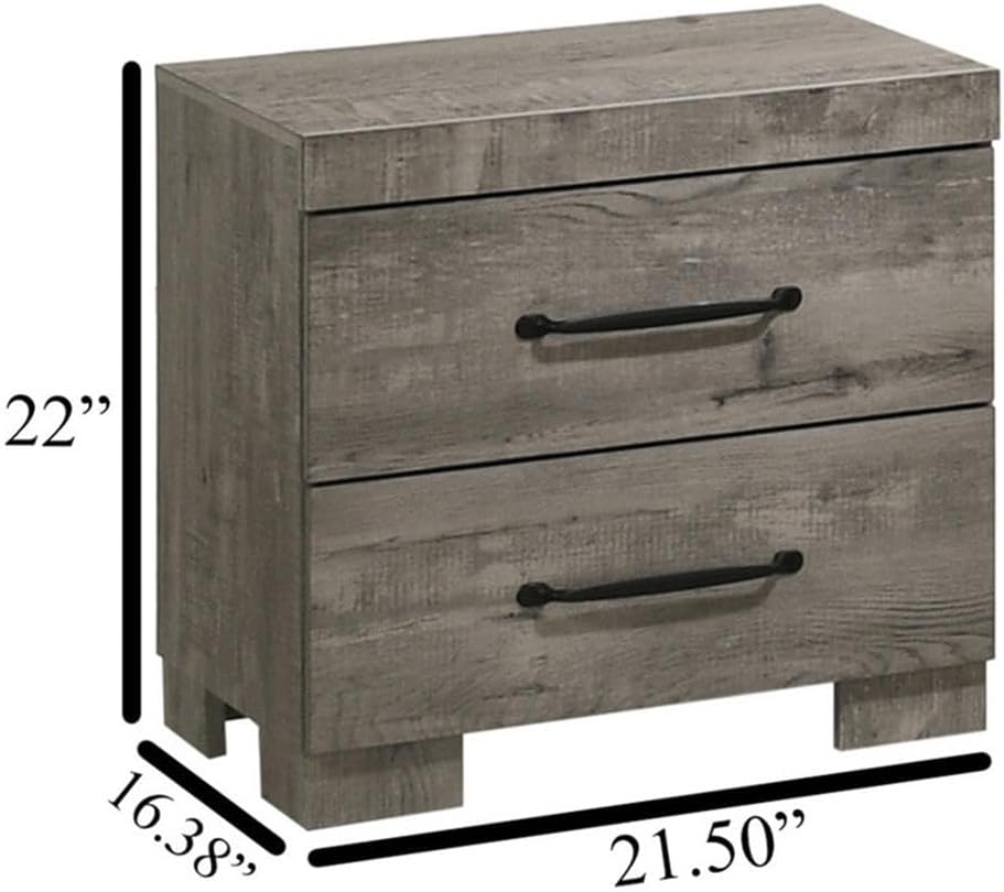 Best Quality Furniture 4Pc Antique Gray Wood Panel Bedroom Set with Headlamps