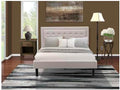 HomeStock Southwestern Sanctuary 2 Piece Platform Bedroom Set with 1 Wood Bed Frame and a Mid Century Modern Nightstand Reliable and Mist Beige Linen Fabric White/Queen
