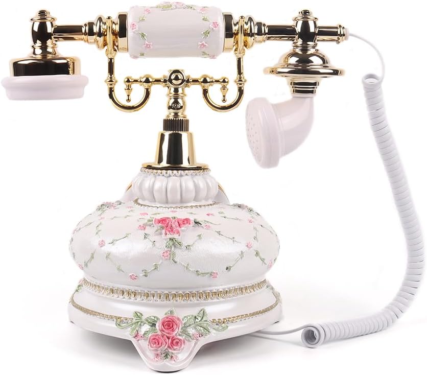 Audio GuestBook Telephone with Classic Retro Craftsmanship for Confessional Wedding Birthday Party Special Events (Ceramic White)