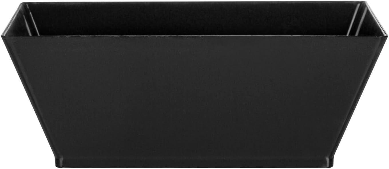 Restaurantware 10 Ounce Square Bowls 100 Disposable Serving Bowls - Heavy-Duty Premium Black Plastic Salad Bowls For Parties Catering Or Buffets Serve Desserts Chips Popcorn Or Candies