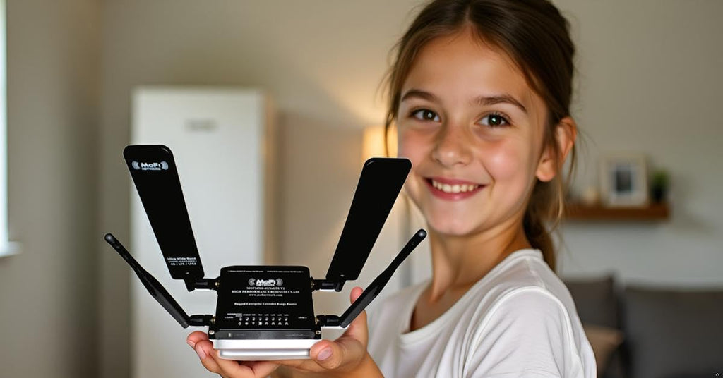 MOFI4500-4GXeLTE-SIM8-V3 4G/LTE Router with Dual Upgraded Cell Antennas | Compatible with AT&T, T-Mobile, Verizon | Supports Bands 2, 4, 5, 12, 13, 14, 17, 66, 71