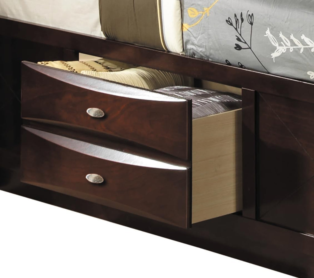 Acme Ireland Full Wood Platform Bed with Storage Drawers in Espresso