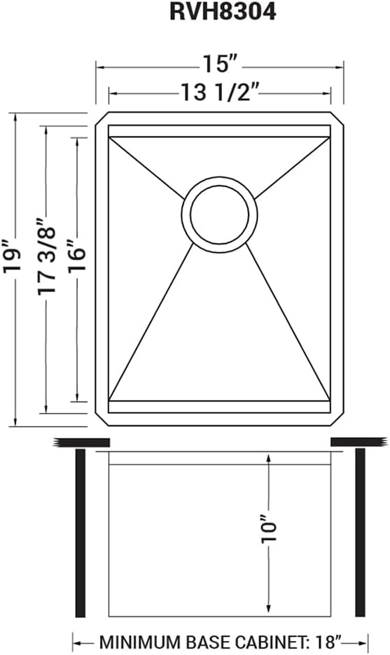 Ruvati 15-inch Workstation Bar Prep Sink Ledge Undermount 16 Gauge Stainless Steel Single Bowl - RVH8304
