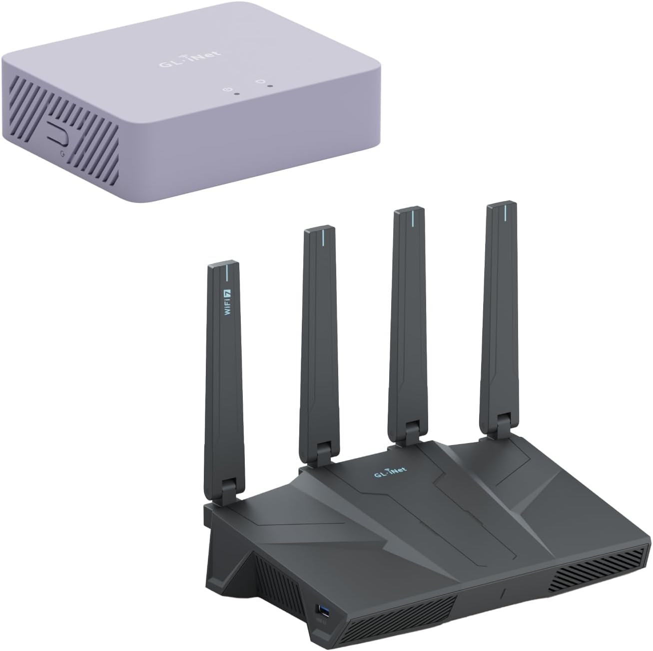 GL.iNet MT5000 (Brume 3) High-Speed Wired VPN Security Gateway & GL.iNet GL-BE6500 (Flint 3e) WiFi 7 Router, High-Speed WiFi Router