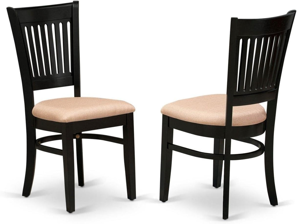 East West Furniture VAC-BLK-C Vancouver Dining Chairs - Linen Fabric Upholstered Wood Chairs, Set of 2, Black