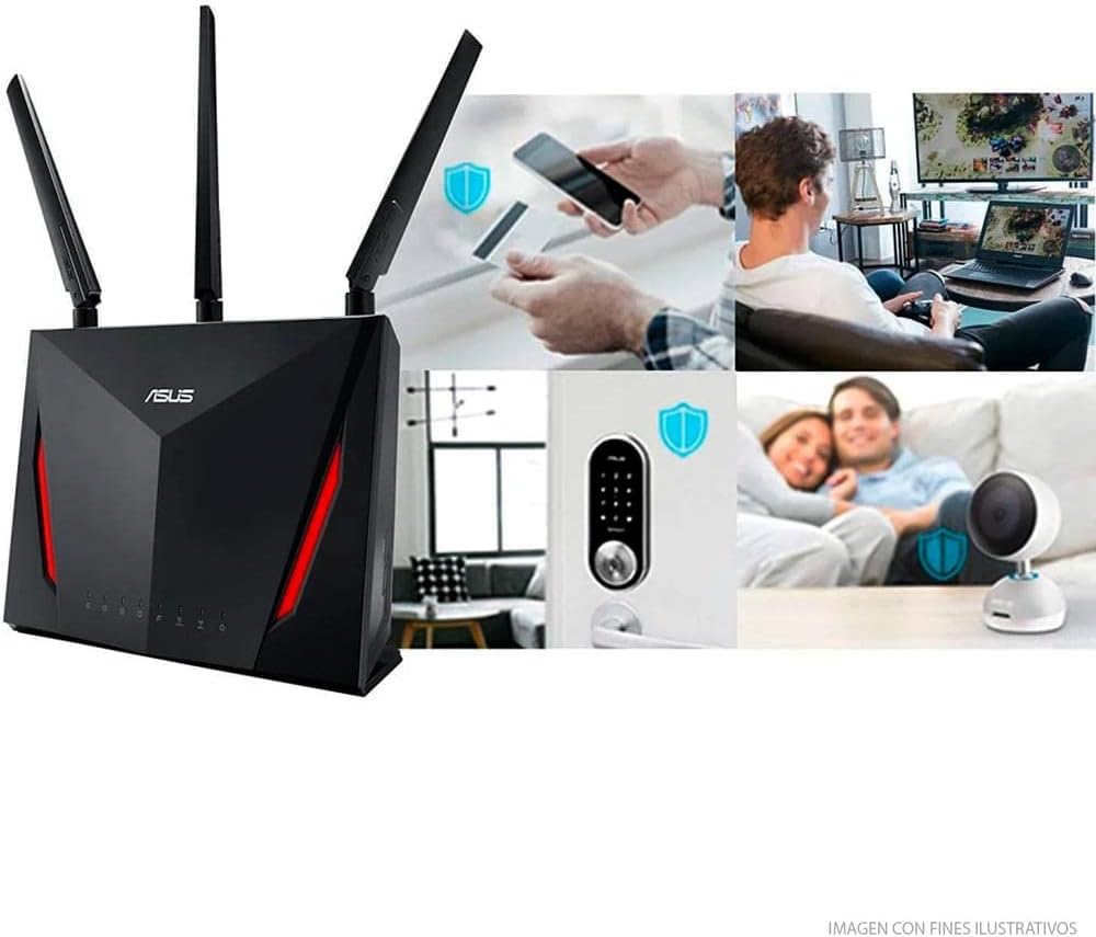 ASUS AC2900 WiFi Gaming Router (RT-AC86U) - Dual Band Gigabit Wireless Internet Router, WTFast Game Accelerator, Streaming, AiMesh Compatible, Included Lifetime Internet Security, Adaptive QoS