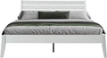 Full Size Solid Wood Platform Bed Frame with Headboard and Footboard, 12 Sturdy Slats, Center Metal Legs, Easy Assembly, No Box Spring Needed, Anti-Noise & Slip-Free Design, Pure White Finish. RKF-39