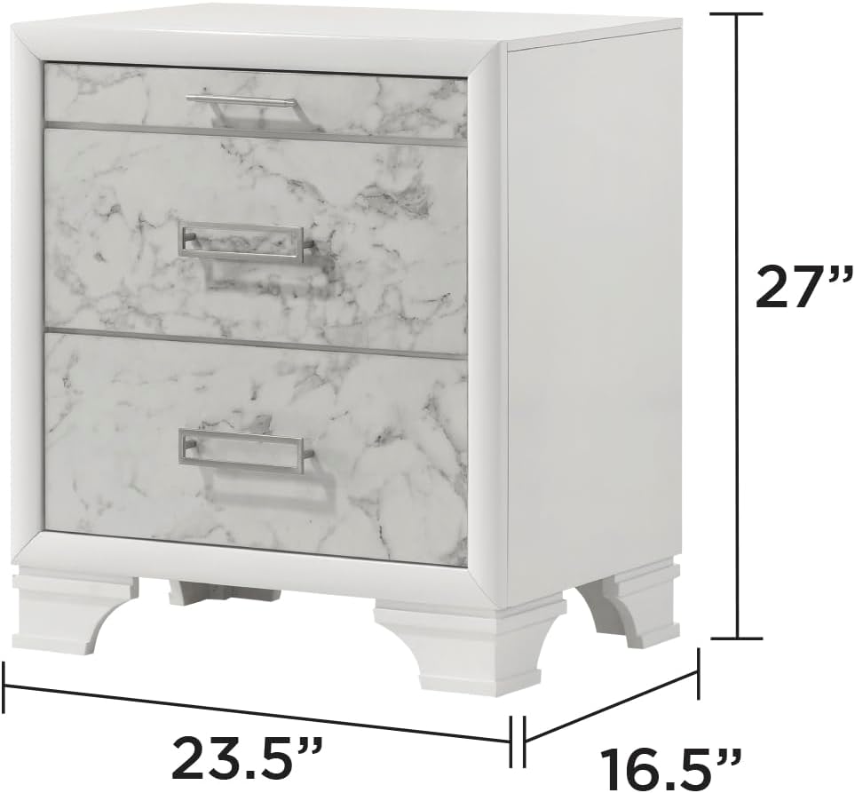 Modern Style Full 5PC Bedroom Set Made with Wood and Drawers in White