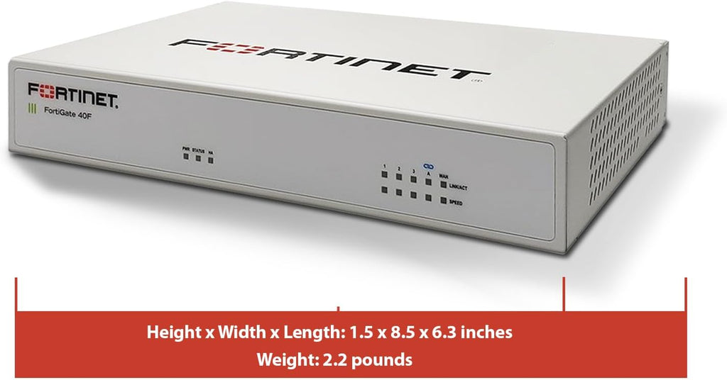 FortiGate-40F Firewall Appliance - 5 Gigabit Ethernet RJ45 Ports, Ideal for Small Businesses (Appliance Only, No Subscription) (FG-40F)