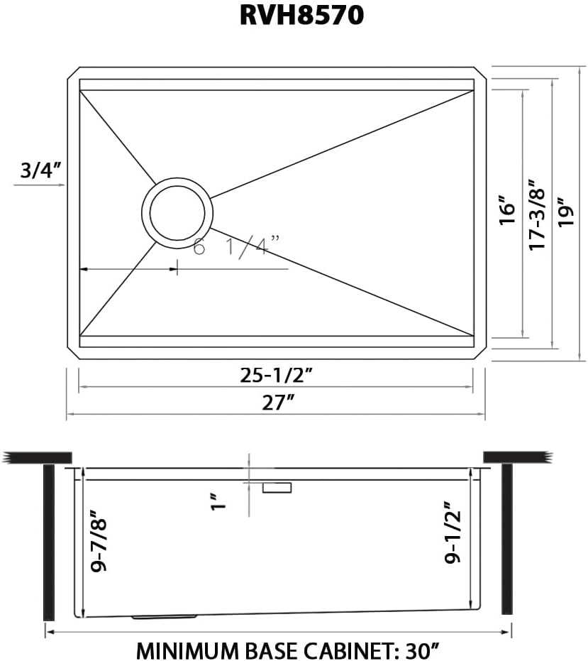 Ruvati 27-inch Workstation Kitchen Sink - Slope Bottom Offset Drain 16 Gauge Stainless Steel Undermount Kitchen Sink with Brushed Finish hides scratches, Easy-to-Clean - RVH8570