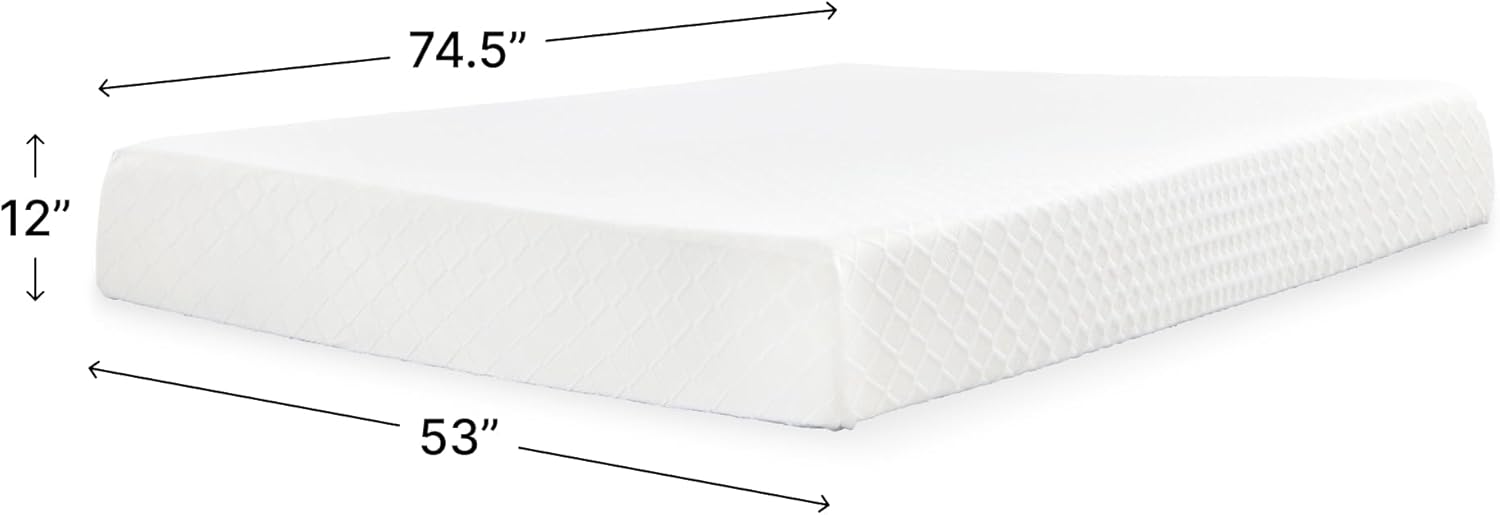 Signature Design by Ashley Chime Memory Foam 12' Full Mattress with Thick Memory and Support Foam for Pressure Relief, Fiberglass Free, Mattress In A Box
