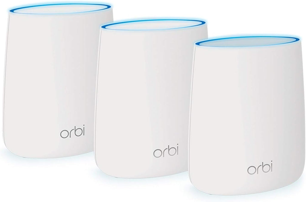 ---NETGEAR Orbi Ultra-Performance Whole Home Mesh WiFi System - WiFi router and two satellite extender with speeds up to 3Gbps over 6,000 sq. feet, AC3000 (RBK53)