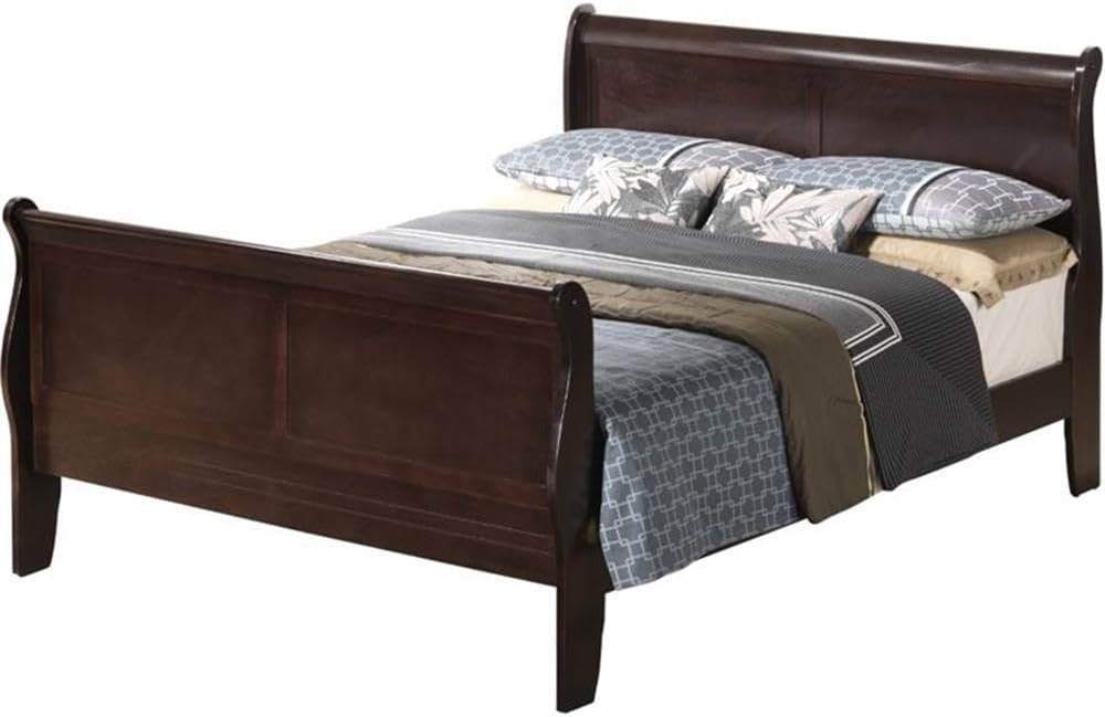 Glory Furniture Louis Phillipe King Sleigh Bed in Cappuccino