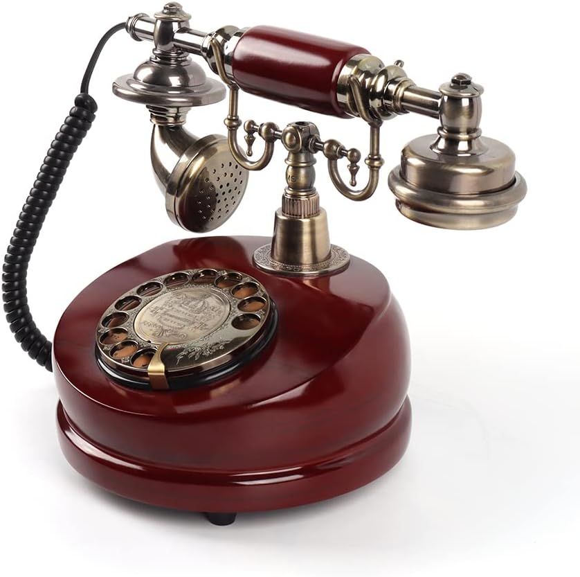 Audio GuestBook Telephone with Classic Retro Craftsmanship for Confessional Wedding Birthday Party Special Events (Red)