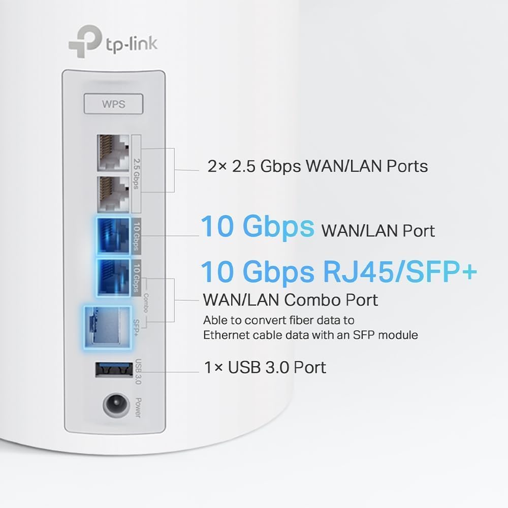 TP-Link Deco BE95 BE33000 Quad-Band WiFi 7 Mesh System - for Whole Home Coverage up to 7800 Sq.Ft w/AI-Driven Smart Antennas, 10G Multi-Gig Ethernet Ports (2-Pack) (Renewed)