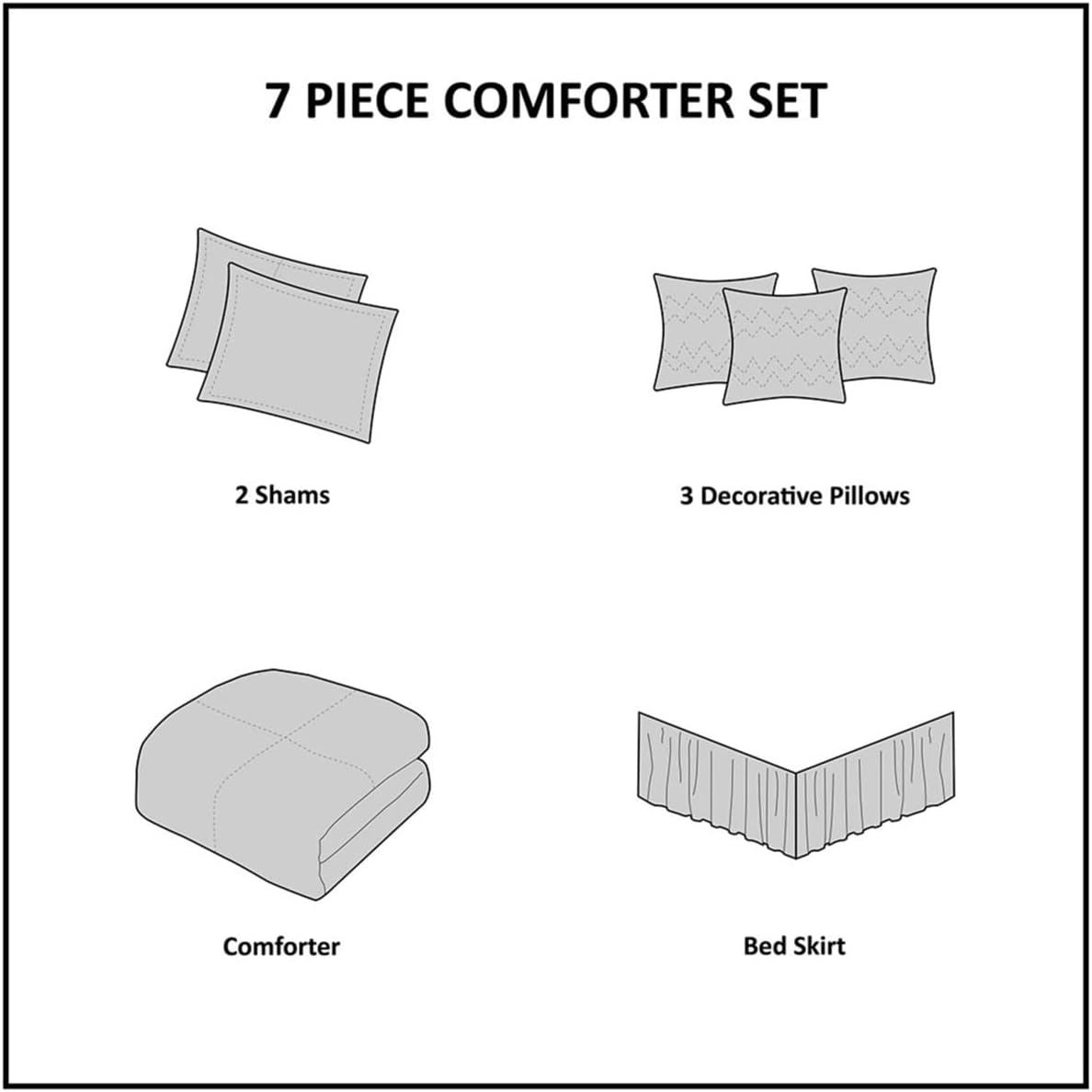 Madison Park - Palmer 7 Piece Comforter Set - Plum - California King - Pieced Microsuede - Includes 1 Comforter, 3 Decorative Pillows, 1 Bed Skirt, 2 Shams,Purple