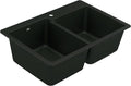 Moen Host Black Granite 33-Inch Wide x 9.5-Inch Deep Dual Mount Double Bowl Kitchen Sink, GGB3024B