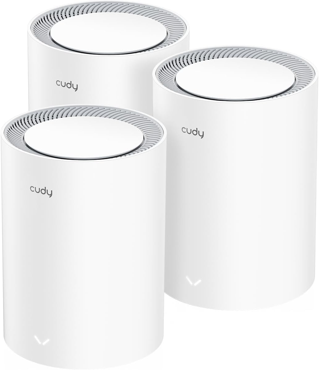 Cudy Dual Band BE3600 WiFi 7 Wi-Fi Mesh System, 3.6 Gbps 160 Mhz, Coverage up to 2900 Sq.ft, 3 Gigabit Ports, Multi-VPN Compatible, Cudy APP Control(M3600 3-Pack)
